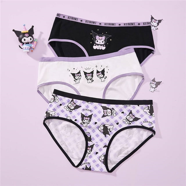 3pcs Sanrio Cinnamoroll Kuromi Mymelody Kawaii Women Sexy Cartoon Panties Cotton High Fashion 3855