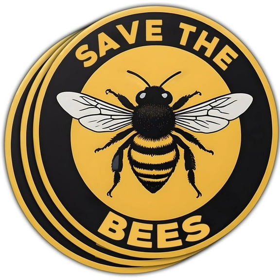 Save The Bee Stickers, 3-Pack Bee Decals for Car, Laptop, Water Bottle
