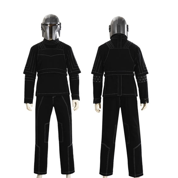 3Pcs Scifi Mercenary Attire, Comic Con Warrior Kit, Interstellar Bounty Hunter Suit, Tactical Space Warrior Outfit, Black Interstellar Bounty Hunter 3 Piece Adult Cosplay Costume Set, M
