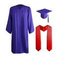 thumbnail image 1 of 3Pcs/Set Adult Graduation Gown Hat Set Unisex School Uniform Cosplay Bachelor Costume Set Academic Gown Fringed Academic Hat Cape Set-54,Purple, 1 of 4