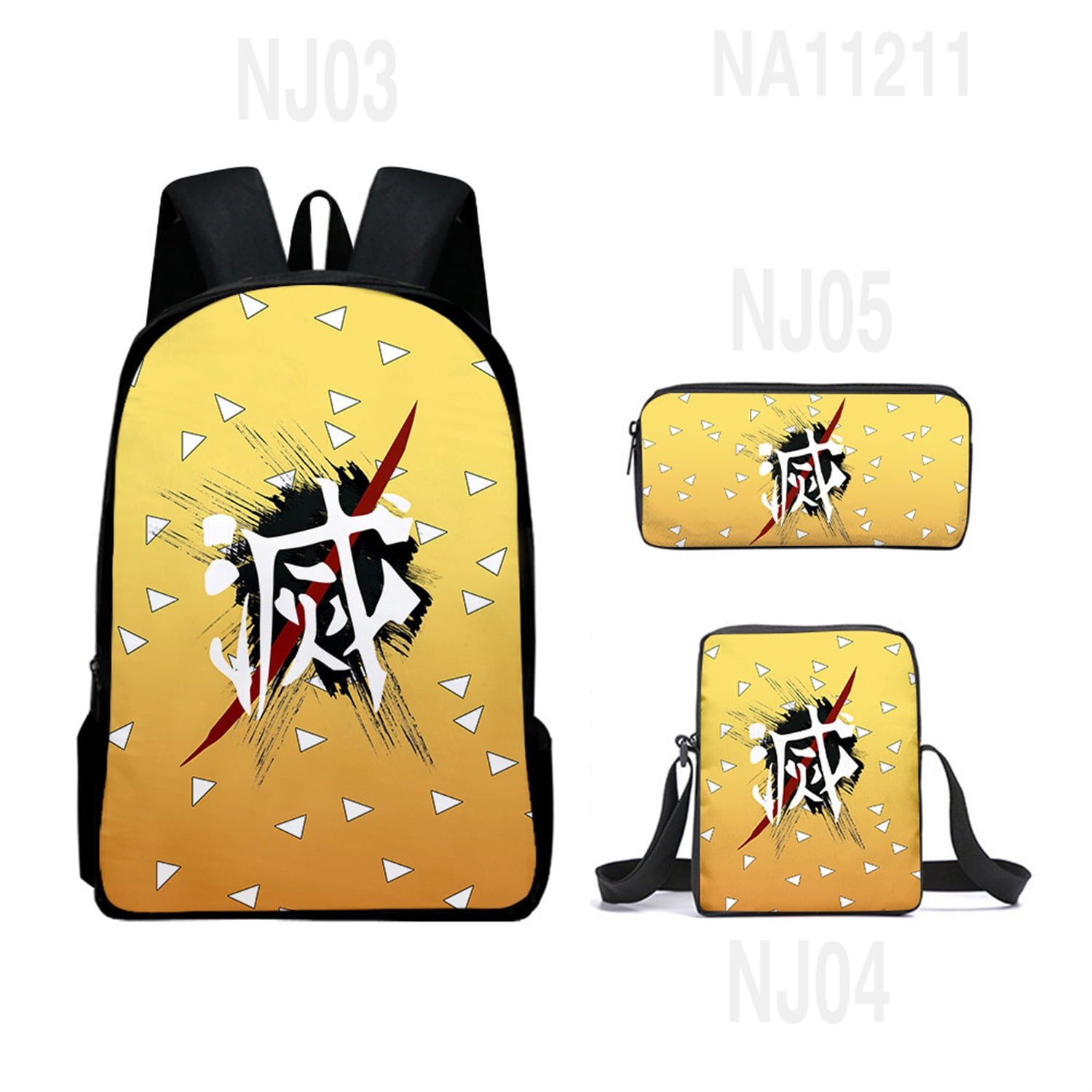 3Pcs/Set Anime Laptop Schoolbag Slant Demon Slayer Backpack Creative Super  Anime 3D Printed+Shoulder Bags with Pencil Case Back to School Gifts 