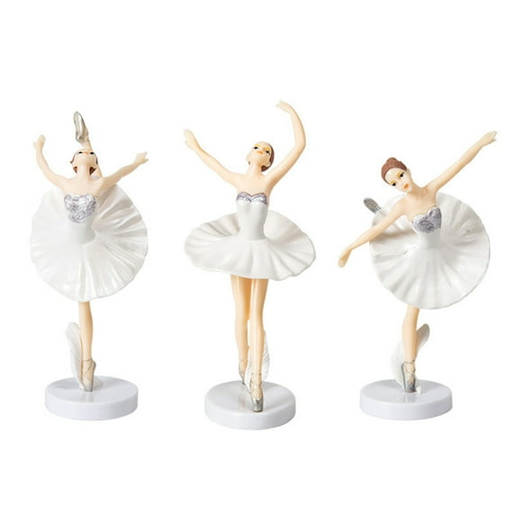 3Pcs/Set Ballerina Girl Figurines with Base Realistic Appearance Beautiful Shape Anti-fade Wide Applications Cake Decoration Exquisite Details Dancing Ballerina Girl Figurine Cake Toppers