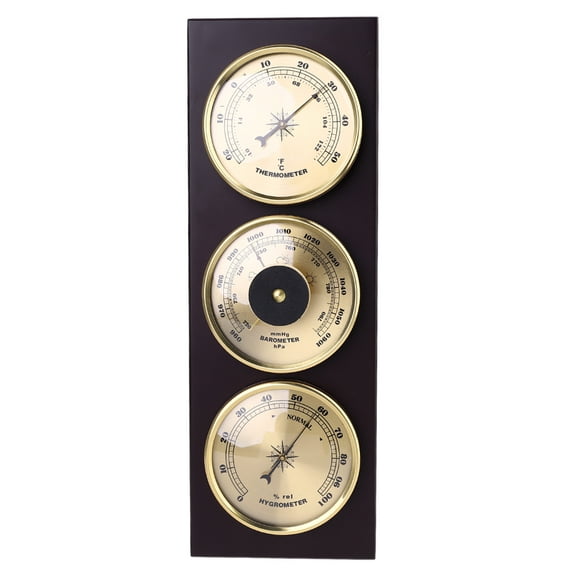 3Pcs/Set Barometer Thermometer Hygrometer with Wooden Frame Base Weather Station