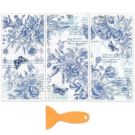 3Pcs/Set Blue Rose Rub on Transfers DIY