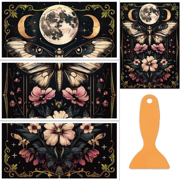 3Pcs/Set Butterfly Earth Rub on Transfers for Furniture and Crafts 12x6 Inch Border Furniture Decals Decor Flower Transfer Stickers