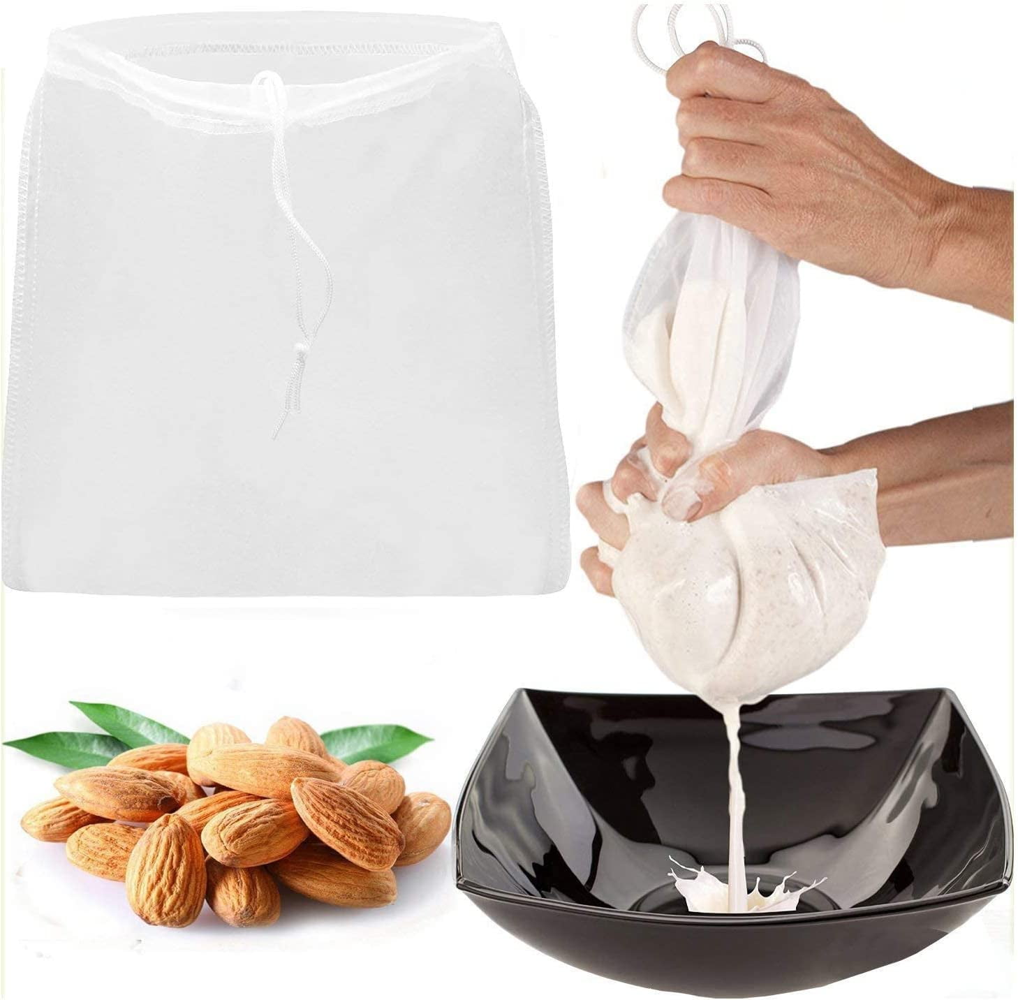 3Pcs/Set Cheesecloth Bags for Straining, Reusable Cold Brew Coffee Cheese Cloths Strainer, Nut