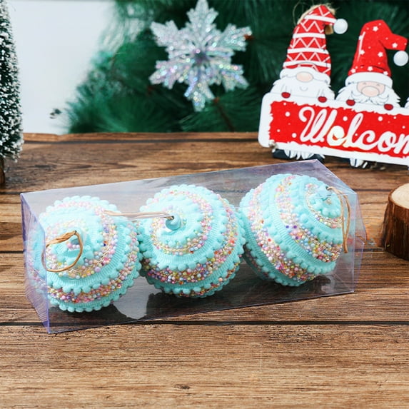3Pcs/Set Christmas Pastel Candy Ball Ornaments for Christmas Tree Candy Color Shatterproof Foam Balls Hanging Decoration for Xmas Tree Crafts Indoor Wreath Gifts Party Supplies
