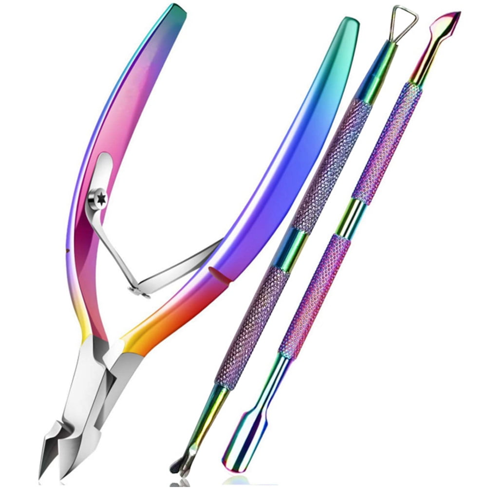 3Pcs/Set Cuticle Nippers Nail Cutter Nippers Stainless Steel Cuticle Pusher Cuticle Nipper Feet