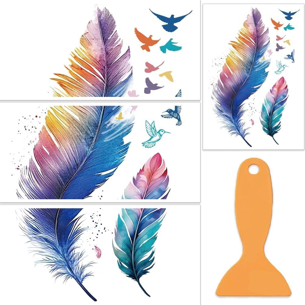 3Pcs/Set Feather Rub on Transfers for Furniture and Crafts 12x6 Inch ...