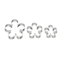 3Pcs/Set Flower Shape Cookie Cutters No Odor 430 Stainless Steel Rose Petal Biscuit Molds Baking Tools Brown 430 Stainless
