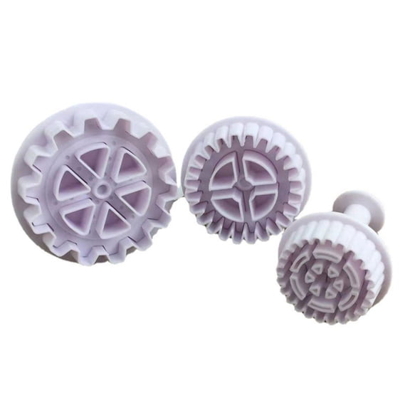 3Pcs/Set Gearwheel Plunger Fondant Cutter Sugarcraft Cake Decorating Tools DIY Cookie Stamper Baking Accessories