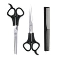 thumbnail image 1 of 3Pcs/Set Hairdressing Scissors Kit Tool for Children's Hair Thinning and Styling Hair-for Men and Women Scissors Comb Hair Tools (Black), 1 of 7