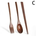 thumbnail image 1 of 3Pcs/Set Handmade Japanese Style Natural Spoon Fork Chopsticks Wooden Sale Q7R4, 1 of 8