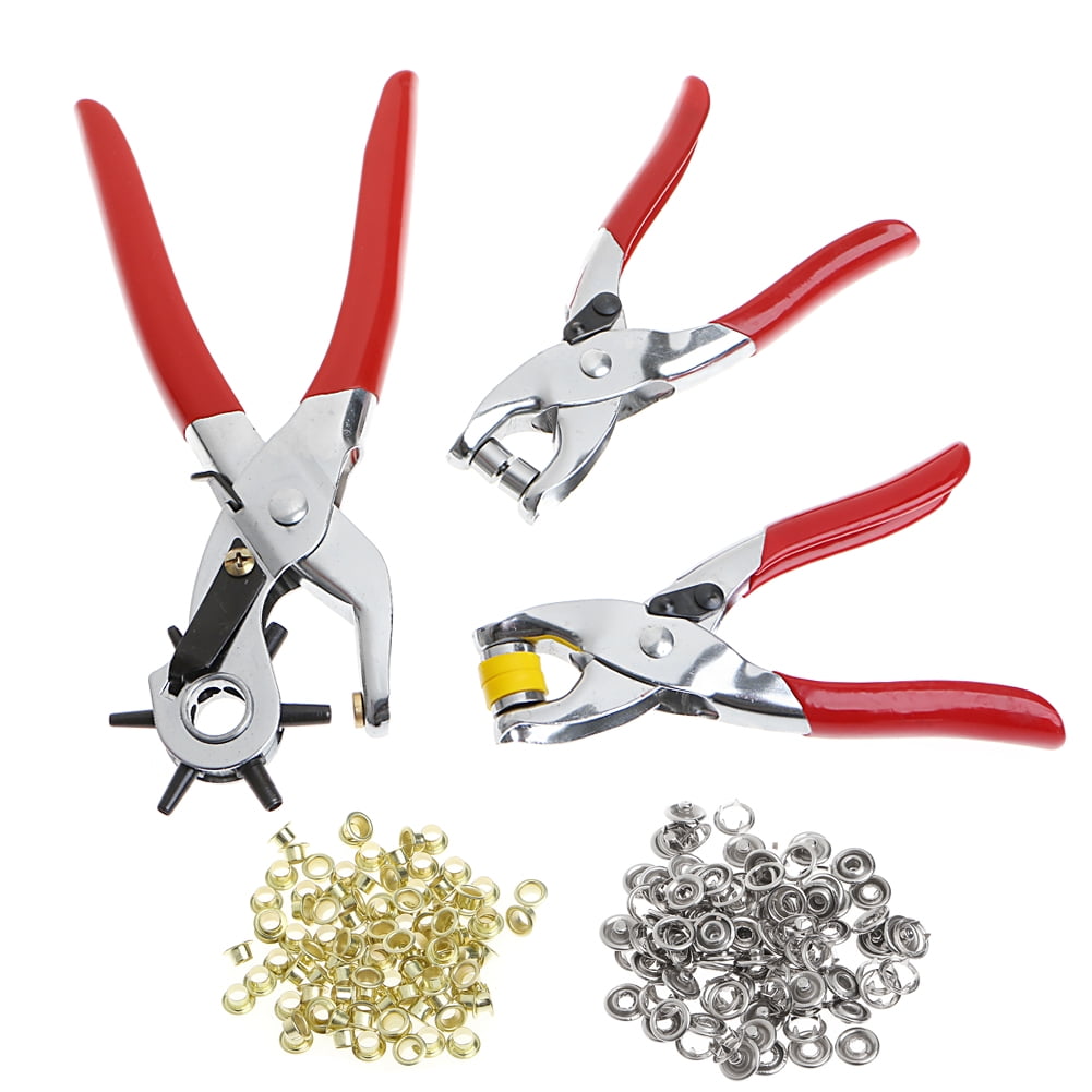 3Pcs/Set Hole Punch Rep Tool Eyelets Grommets + Pliers Kit