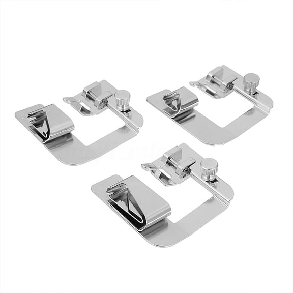 3Pcs/Set Home Sewing Machine Foot Presser Rolled Hem Feet for Singer(Sliver) 4/8 6/8 8/8 Three-Piece Set