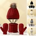 thumbnail image 1 of 3Pcs/Set Knitted Hat Scarf Gloves Set Cozy Warm Soft Thickened Wide Application Winter Accessories for Kids, 1 of 8
