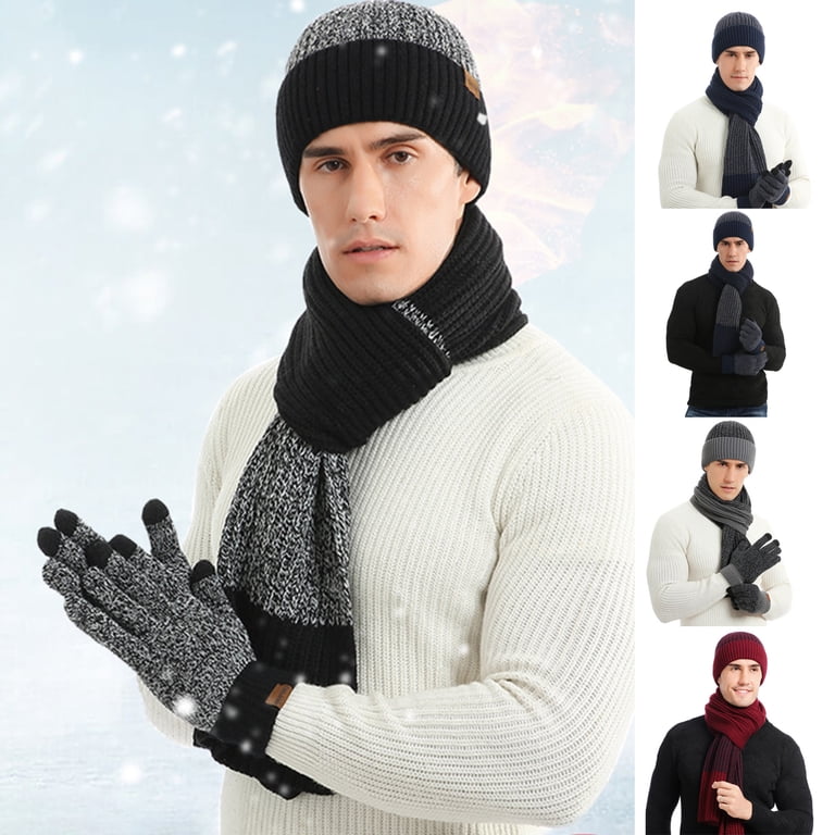 Winter Knit Beanie Hat Long Scarf Touchscreen Gloves Set Fleece Lined Womens Winter Warm Knit Beanie Hat Long Scarf Touchscreen  main image 3