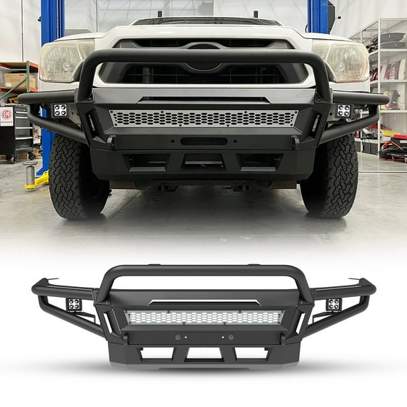 3Pcs/Set Mid-Width Front Bumper+Side Wings+Bull Bar for 2005-2015 toyota tacoma