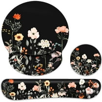 3Pcs/Set Mouse Pad with Wrist Rest and Keyboard Wrist Rest,Wrist Rest for Computer Keyboard Memory Foam Pain Relief with Non Slip Rubber Base for Office,Gaming,Computer,Laptop,Garden Flower