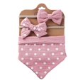 3Pcs/Set Muslin Cotton Baby Bib Newborn Bows Headband Triangle Print
