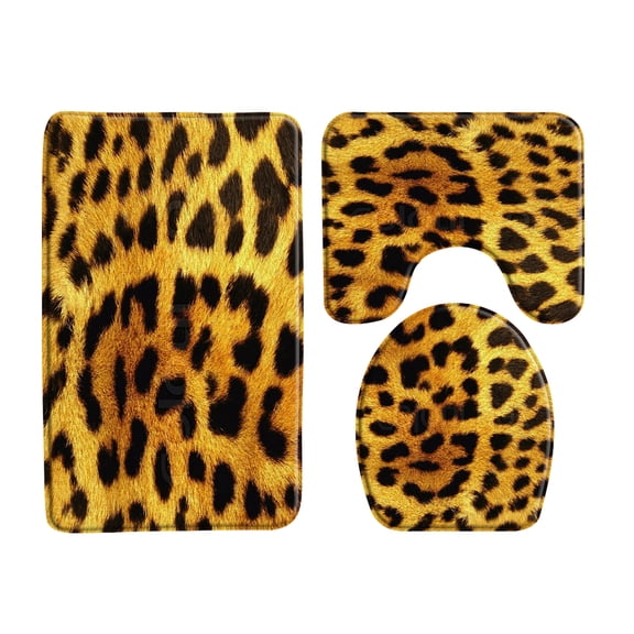 3Pcs Set Nordic Leopard Pattern Bathroom Shower Bath Mat Toilet Lid Cover bedroom Carpet Rugs Home Decor Animal Kitchen Door Mat