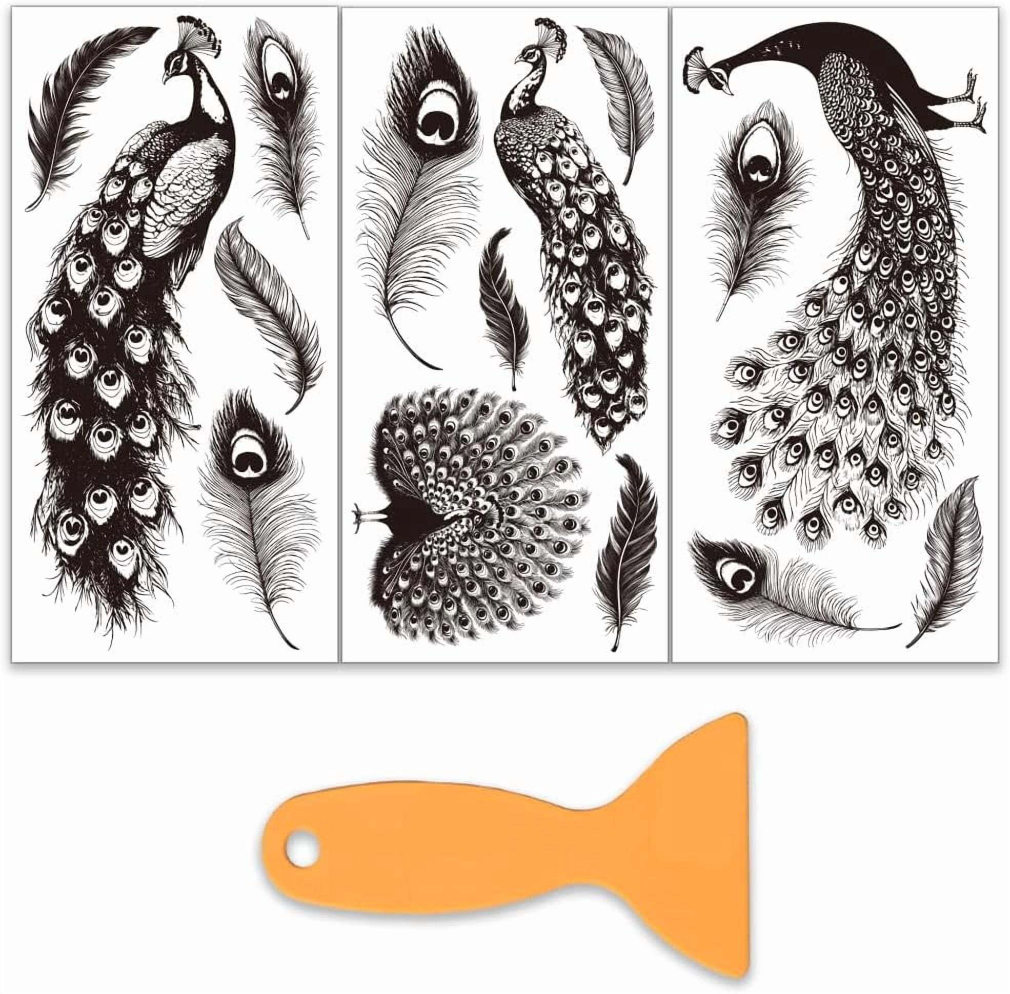 3Pcs/Set Peacock Rub on Transfers for Furniture and Craft 6x12 Inch ...