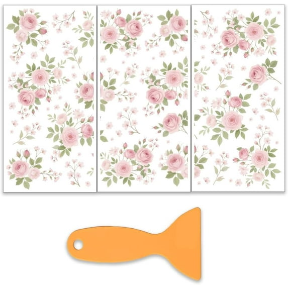 3Pcs/Set Pink Roses Rub on Transfers Furniture and Crafts 6x12 Inch ...