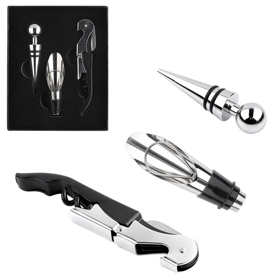 Slatcetga 3Pcs/Set Red Wine Opening Tool Gift Set Bottle Opener Wine Stopper Wine Pourer
