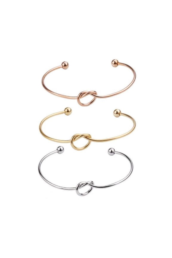 3Pcs/Set Snake Bracelet Love Knot Bracelet for Women Metal Plated Snake Chain Simple Design Elegant Adjustable Trendy All-match & Exqiusite Jewelry for Daily Decor Party