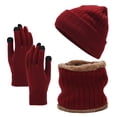 thumbnail image 1 of 3Pcs/Set Unisex Winter Beanie Hat Scarf Gloves Set Warm Fleece Lining Knit Hat Gloves Neck Scarf Set, 1 of 8