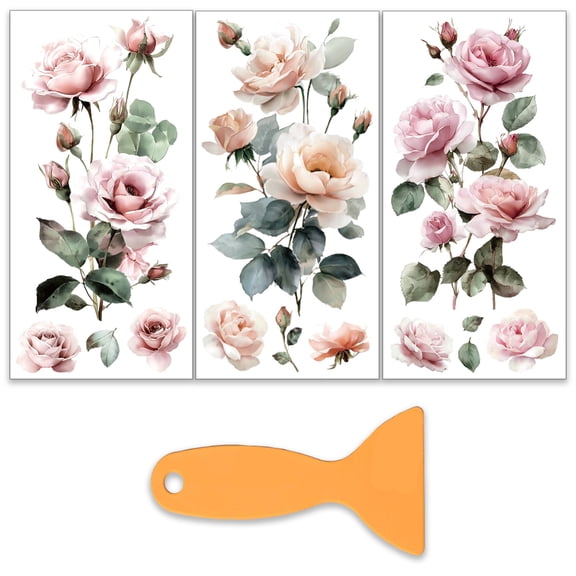 3Pcs/Set Watercolor Rose Rub on Transfers