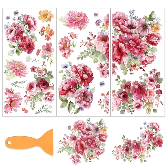 3Pcs/Set Watercolor Roses Rub on Transfers DIY
