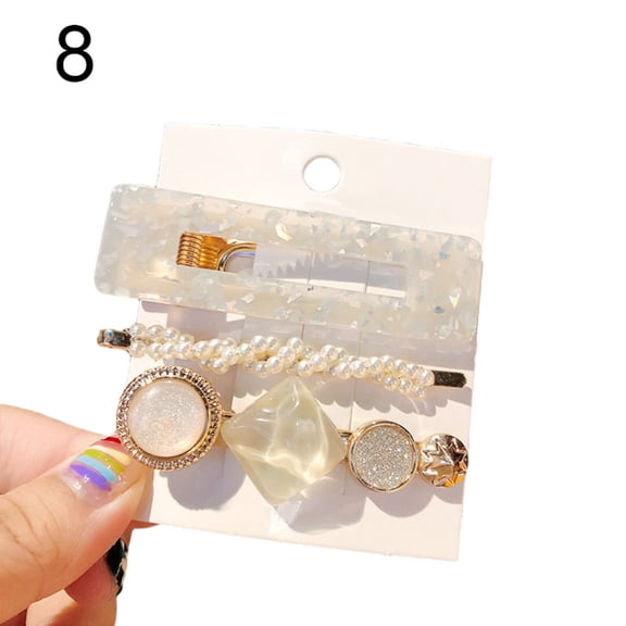 3Pcs/Set Women Girls Hair Clip, Fashion Vintage Elegant Faux Pearl Inlaid Acrylic Hair Barrette Hair Pin Hair Styling Hair Clamps Accessories for Casual