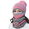 thumbnail image 1 of 3Pcs/Set Womens Knitted Hat, Winter Plush Warm Face Cover Hat Scarf Set, 1 of 8
