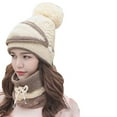thumbnail image 1 of 3Pcs/Set Womens Knitted Hat, Winter Plush Warm Face Cover Hat Scarf Set, 1 of 8