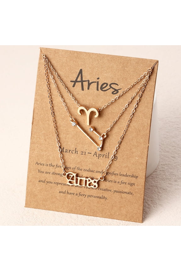 3Pcs/Set Zodiac Sign Necklace Inlay Zircon 12 Constellation Aries Gemini Leo Scorpio Virgo Choker Necklace for Women Men Jewelry