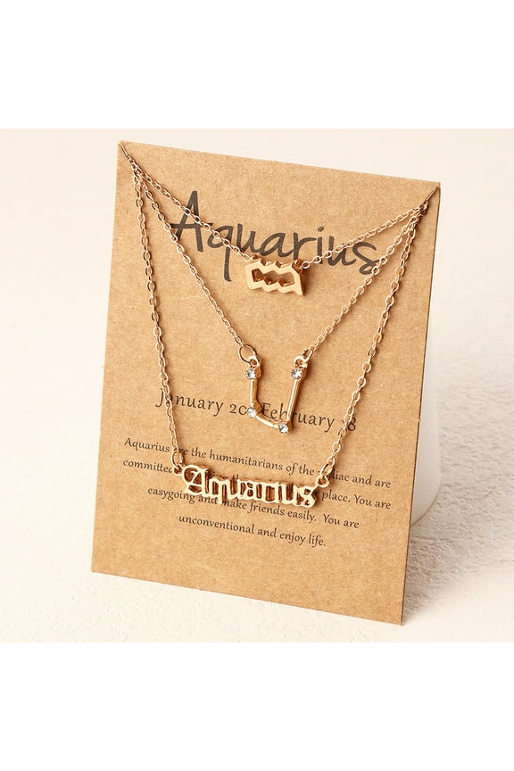 3Pcs/Set Zodiac Sign Necklace Inlay Zircon 12 Constellation Aries Gemini Leo Scorpio Virgo Choker Necklace for Women Men Jewelry