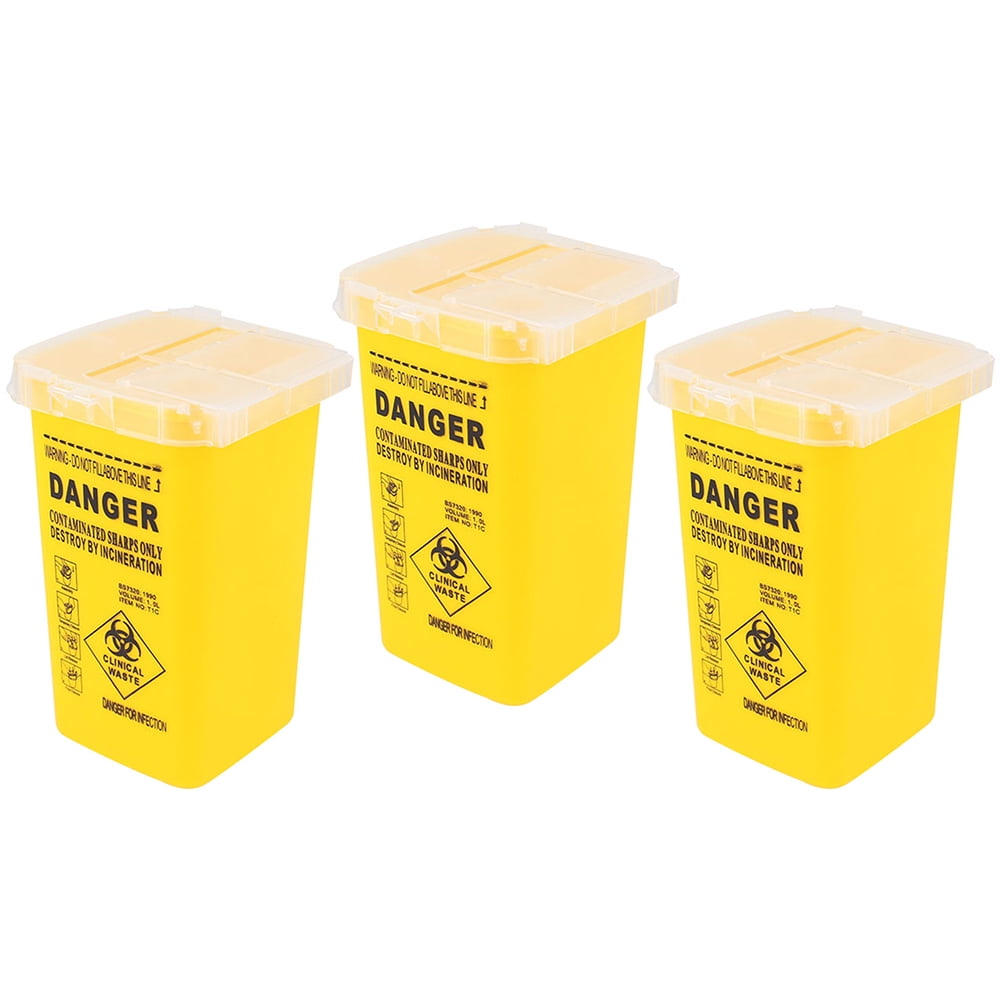 3Pcs Sharps Disposal Plastic Bucket Containers Sharps Waste Disposal