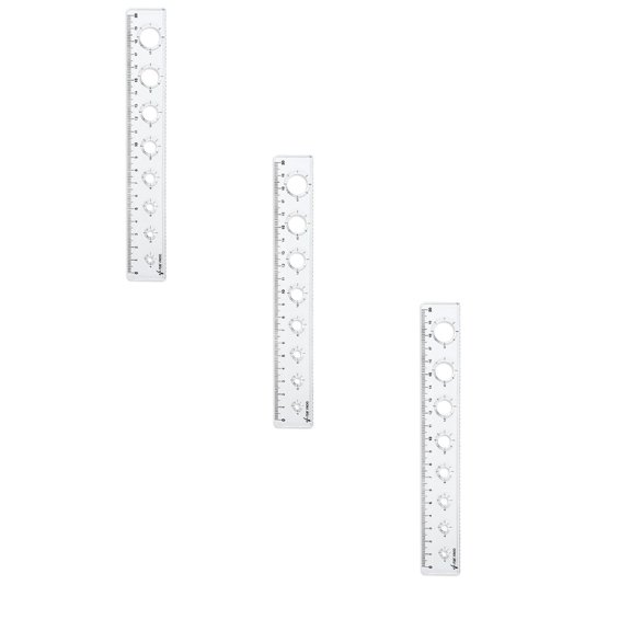 3Pcs Shatterproof Flexible 20Cm Ruler with Wavy Lines, Wavy Ruler Shatterproof Ruler Foroffice Mathematics Class Drafting