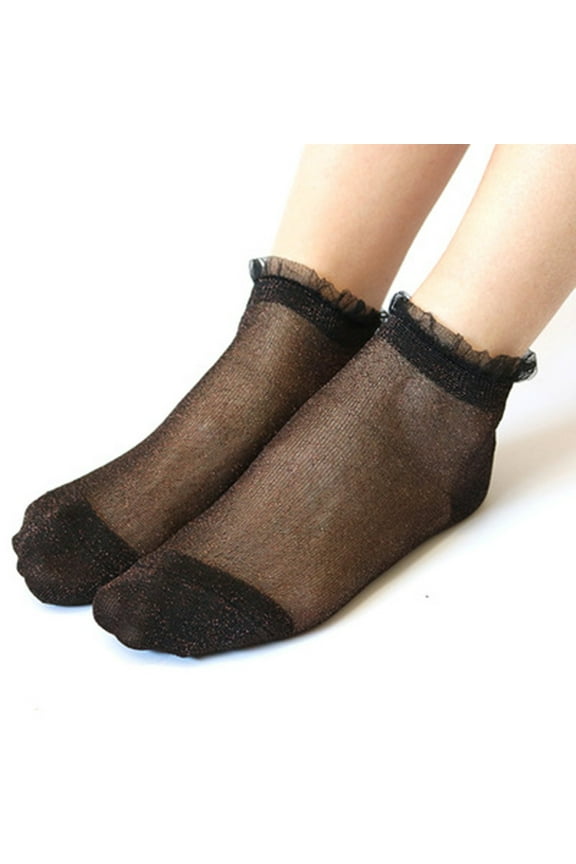 3Pcs Sheer Transparent Low Cut Liner Socks for Women! Vacemry Glitter Summer Stockings, No-Show Invisible Footie Socks for Casual and Daily Wear