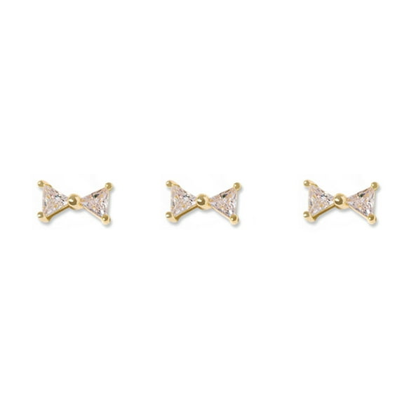 3Pcs Shiny Nail Art Charms Multipurpose Cubic Zirconia Bow Tie Design Nail Art Decoration for Beauty