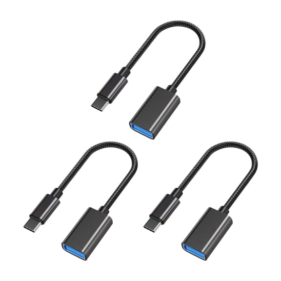 3Pcs Short Braided OTG Cable Type C To USB Converters Wire For External Devices Like Flash Drive Keyboards Mouse
