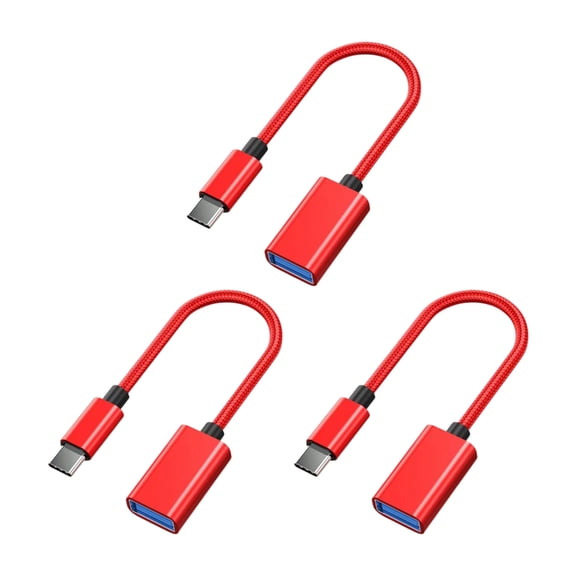 3Pcs Short Braided OTG Cable Type C To USB Converters Wire For External Devices Like Flash Drive Keyboards Mouse