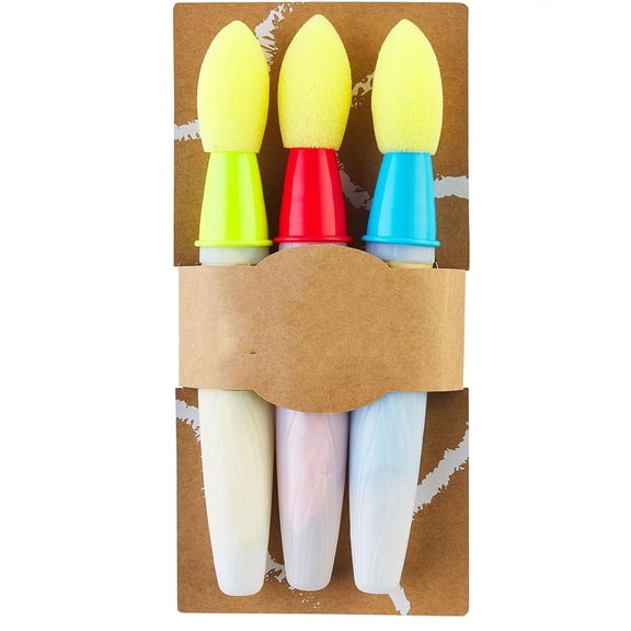 3Pcs Sidewalk Chalk Paint Brush Set with Liquid  DIY Washable Paintbrush Bulk, Simply Add Water to Brush and Use for Outdoor Drawing, Easy to Clean, Washable Sidewalk Chalk Paint Kit