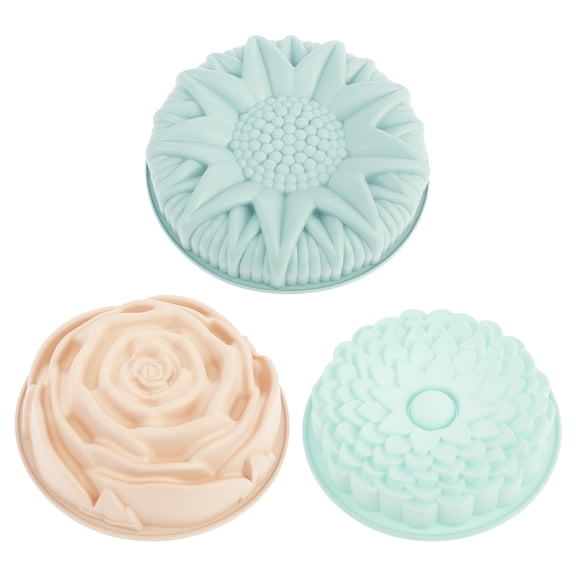 3Pcs Silicone Baking Molds Rose Silicone Cake Mold Heat Resistant Silicone Cake Pan Reusable Flower Silicone Baking Pan Practical Flower Baking Tray Nonstick Flower Baking Mold for Baking