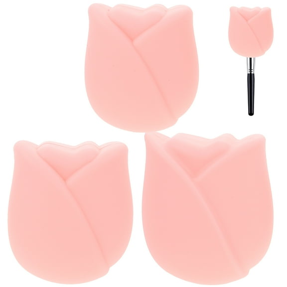 3Pcs Silicone Cosmetic Brush Covers Makeup Brush Protective Covers Makeup Brush Organizers