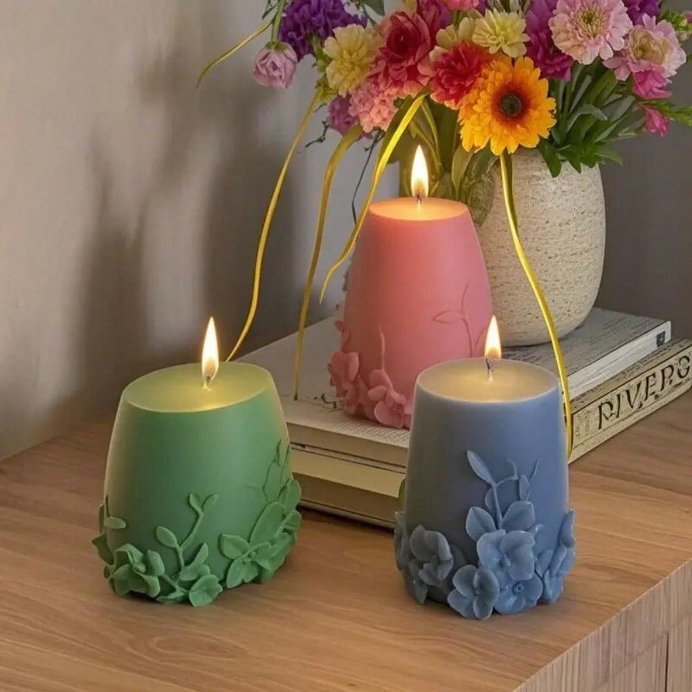 3Pcs Silicone Flower Bottle Molds, 3D Rattan Flower Candle Molds for DIY Resin Casting, Reusable Crafting Molds for DIY Resin Candle Making, Home Decor, Mother's Day Gift