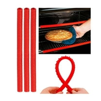 3Pcs Silicone Oven Rack Shields - 14" Long Heat Resistant Oven Rack Protectors - Prevents Hand and Arm Burns from Oven Grills - Lab-Tested Food Grade Silicone Oven Rack Protective Cover - Red