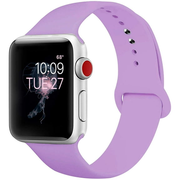 3Pcs Silicone Sport Replacement Watch Band for 42/44mm Apple Watch Series 1 2 3 4 5 6 SE Nike (1x Sm-Med & 1x Med-Lg Size Bands) - Lavender