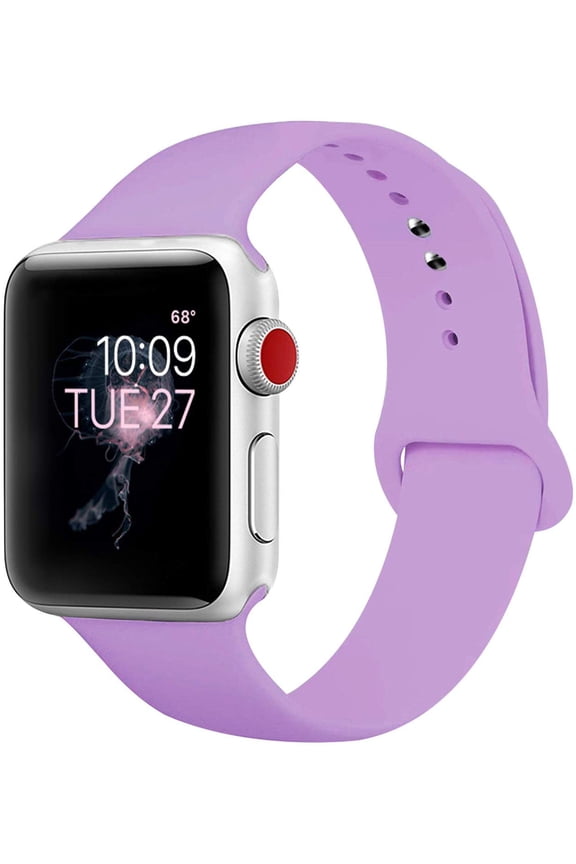 3Pcs Silicone Sport Replacement Watch Band for 42/44mm Apple Watch Series 1 2 3 4 5 6 SE Nike (1x Sm-Med & 1x Med-Lg Size Bands) - Lavender